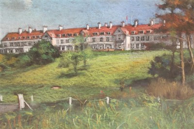 Lot 1126 - *John Mackie (b.1953) pastel - Turnberry Hotel, signed and dated ‘83, in glazed gilt frame, 39cm x 51cm