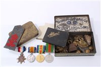 Lot 507 - First World War 1914-15 Star Trio, Second World War Defence medal and sundries