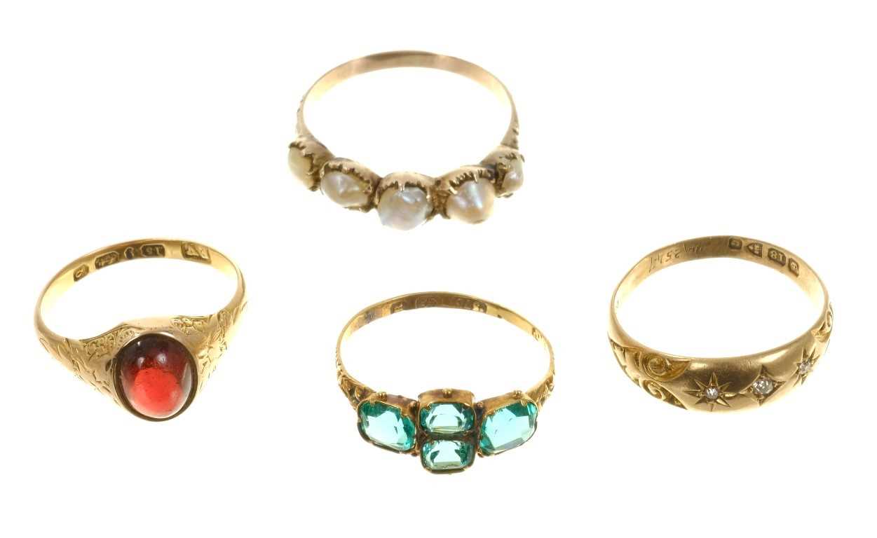 Lot 697 - Four Victorian gold rings