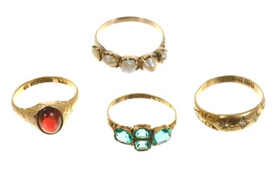 Lot 697 - Four Victorian gold rings