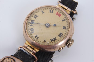 Lot 3226 - Ladies' gold (9ct) cased Buren wristwatch on plated bracelet, together with others (3)