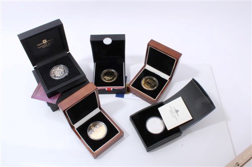 Lot 6 - World – The London Mint Office mixed coins – to include silver Four Coin Crown Set, comm. The 60th Anniversary of Coronation of Elizabeth II 2013 (x 2 sets), Tristan Da Cunha Britannia Silver Proof...