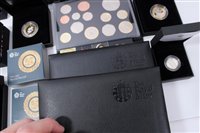 Lot 9 - G.B. The Royal Mint mixed Proof coins and sets – to include silver issues – The Queen’s Diamond Jubilee £5 2012, Countdown to London £5 2012, The Last ‘Round Pound’ 2016 (x 2), Shield of The Royal...