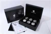 Lot 16 - G.B. The Royal Mint Silver Proof Coin Set – containing six Five Pound coins dated 2009, obverse by designer – Ian Rank-Bradley and reverse by designer – Shane Greeves – ‘A Celebration of Britain –...
