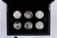 Lot 16 - G.B. The Royal Mint Silver Proof Coin Set – containing six Five Pound coins dated 2009, obverse by designer – Ian Rank-Bradley and reverse by designer – Shane Greeves – ‘A Celebration of Britain –...