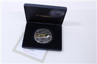 Lot 23 - Jersey – Westminster Silver Proof Five-Ounce £10 coin with colour image of Supermarine Spitfire ‘70th Anniv. of Battle of Britain’ 2010 - cased with Certificate of Authenticity (1 coin)