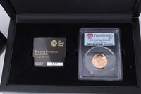 Lot 42 - G.B. The Royal Mint ‘First Strike’ Gold Proof Sovereign – 2013, in London Mint Office case with Certificate of Authenticity (1 coin)