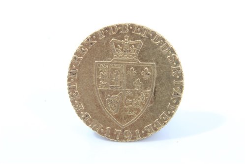 Lot 71 - G.B. gold Half Guinea – George III 1791.  VF (1 coin)