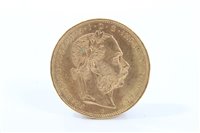Lot 74 - Austria – gold 8 Florins 1892 (restrike).  EF (1 coin)
