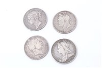 Lot 84 - G.B. mixed silver Crowns – to include George III 1819.  G – VG, George IV 1821.  Good, Victoria Y.H. 1845 (N.B. edge knocks), otherwise AVF and O.H. 1897LX.  F (4 coins)