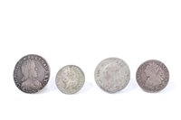Lot 89 - France – mixed silver coinage – to include Louis XIV Half Ecu 1652o.  VG, Louis XVI 30 Sols 1792L.  GF – AVF, 24 Sols 1784R.  F and 15 Sols 1792W (N.B. rev. scratches), otherwise AVF (4 coins)