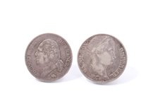 Lot 92 - France – silver Five Francs of Napoleon I 1811Q.  AVF and Louis XVIII – 1823W.  VF (2 coins)