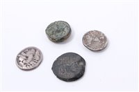 Lot 110 - Ancients – Mixed Greek coinage – to include silver Drachm of Alexander The Great (x 2), bronze of Philip II and Antiochus VIII.  Various grades.  VG – VF (4 coins)