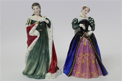 Lot 2048 - Two Royal Doulton Queens of the Realm figures- Queen Anne, HN3141 and Mary Queen of Scots, HN3142