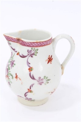 Lot 270 - 18th century Lowestoft cream jug with sparrow-beak spout, loop handle, 8cm