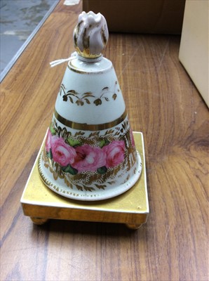 Lot 470 - An early 19th century pastille burner and stand with painted floral decoration