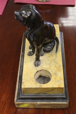 Lot 1035 - 19th century bronze and sienna marble inkstand