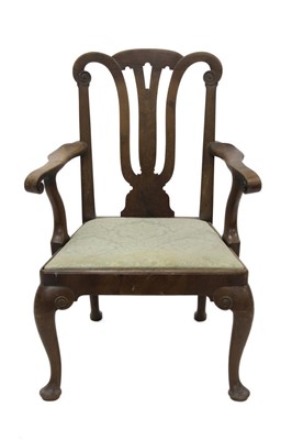 Lot 1601 - 18th century red walnut open elbow chair