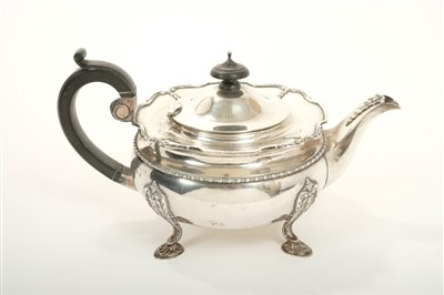 Lot 217 - 1920s silver teapot of compressed baluster form