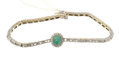 Lot 704 - Edwardian diamond bracelet set with a turquoise cabochon