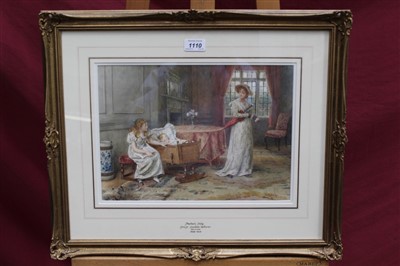 Lot 1110 - George Goodwin Kilburne (1839-1924) watercolour - Mothers Help, signed, in glazed gilt frame. Provenance: Haynes Fine Art