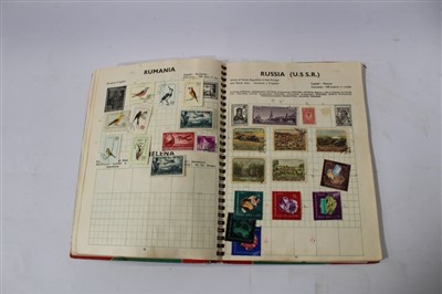 Lot 2469 - Stamps - G.B. and World selection in two boxes - including Stanley Gibbons King George VI album (x 2), Ideal stamp album