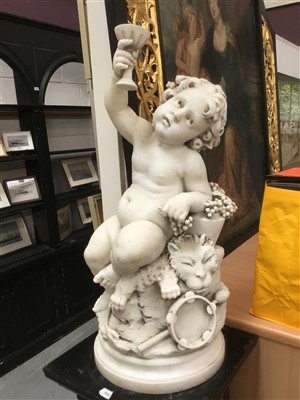 Lot 884 - Aristide Louis Fontana (b.1834) - Good 19th century white marble model of an infant Bacchus