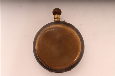 Lot 490 - George V Silver mounted watch case of cushion form with a leather coverd easel back. (Birmingham 1919)