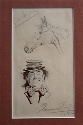 Lot 1008 - Edward Seago Pencil drawing of clown and horse