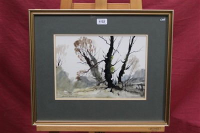 Lot 1132 - Edward Wesson (1910-1983) watercolour - Winter Willows, signed, in glazed gilt frame, 24cm x 34cm