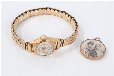Lot 3220 - Ladies' gold (18ct) cased MuDu wristwatch on gold (9ct) expandable bracelet and another