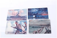 Lot 214 - Four First World War postcards, together with a silk Escape map of North Africa and the Mediterranean