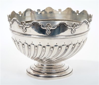 Lot 351 - Victorian silver rose bowl of wrythen half fluted form