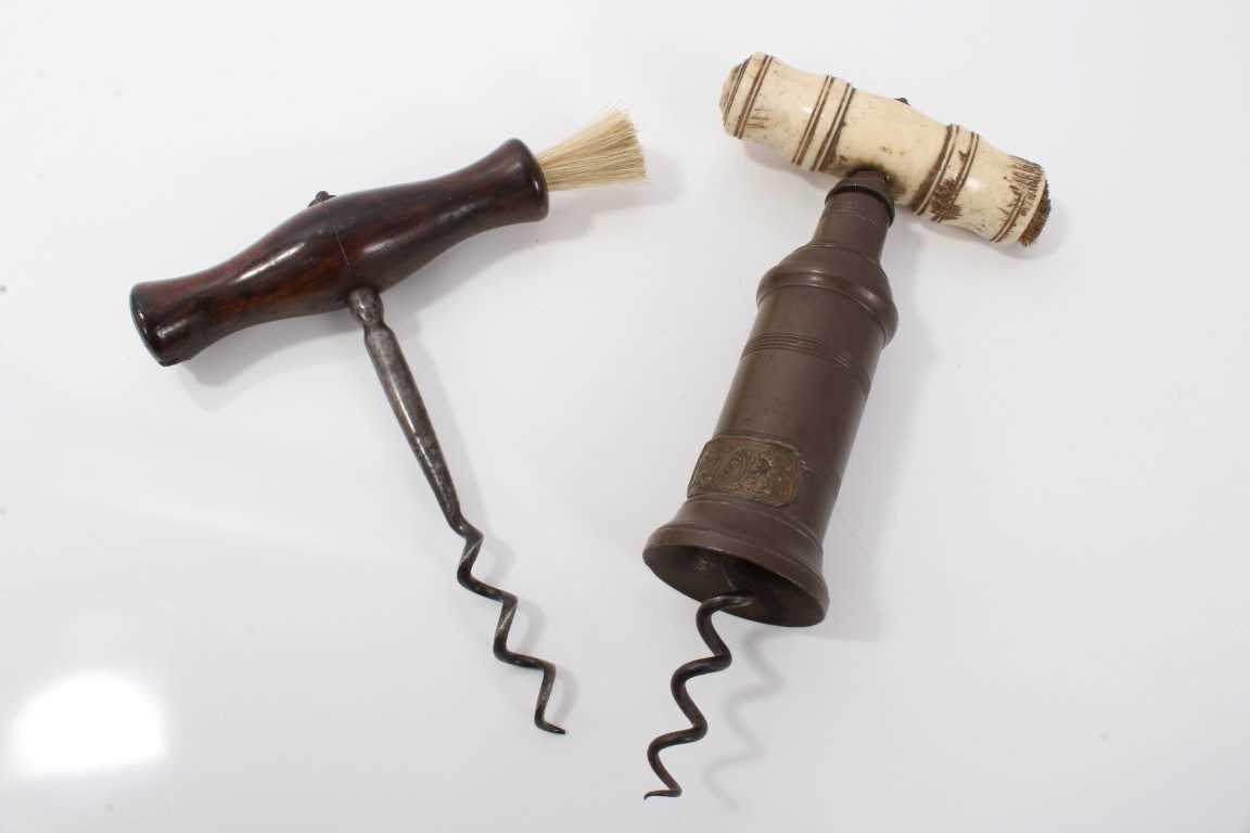 Lot 922 - 19th century bone handled patent screw-handled corkscrew