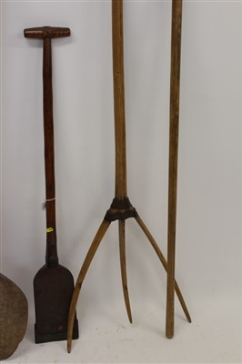 Lot 948 - Two 19th century metal mounted wooden peat cutters