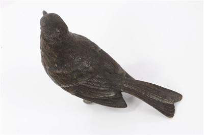 Lot 925 - 19th century cold painted bronze sculpture of a robin