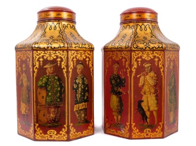 Lot 927 - Fine pair of 19th century toleware tea canisters