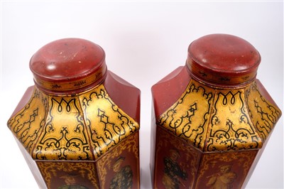Lot 927 - Fine pair of 19th century toleware tea canisters