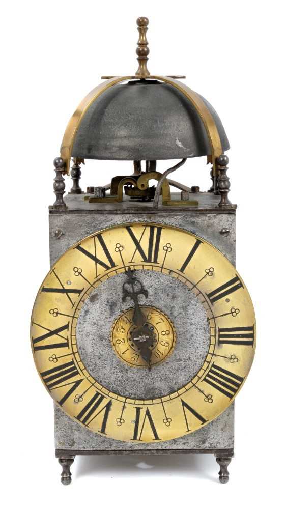 Lot 1260 - 17th century and later thirty-hour iron framed lantern clock with verge movement