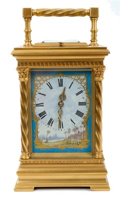 Lot 1258 - Late 19th / early 20th century carriage clock with French eight day repeat movement