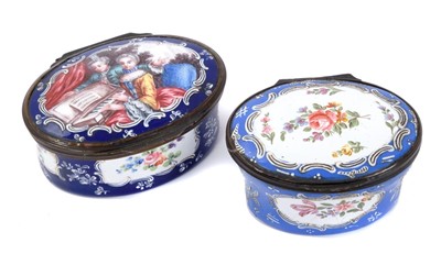 Lot 903 - Two 18th century oval enamel boxes