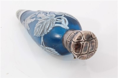 Lot 908 - Late 19th century cameo glass scent bottle, possibly by Webb, with silver mount of teardrop form, together with another similar