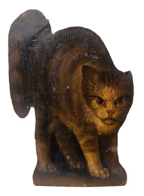 Lot 900 - Rare 18th century painted dummy board in the form of a fierce cat