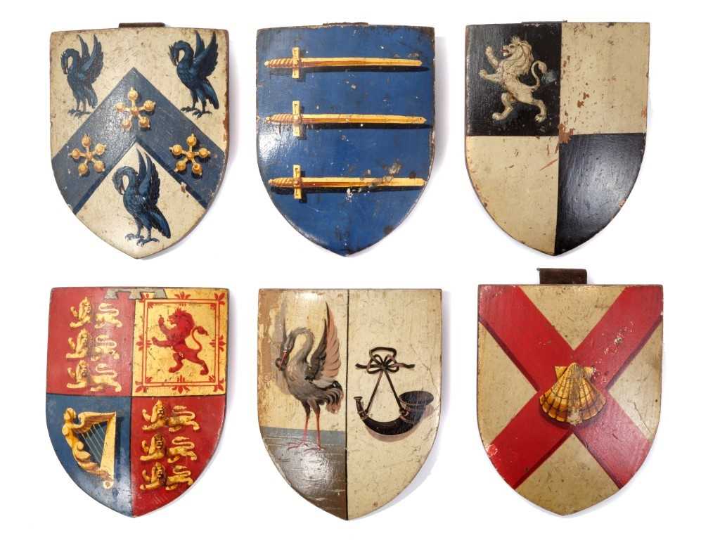 Lot 915 - Group of antique painted heraldic shields