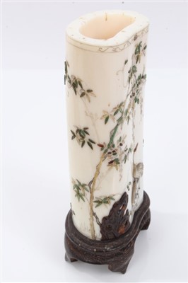 Lot 909 - Japanese Meiji period shibyama tusk section vase and another similar