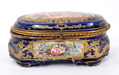 Lot 910 - Late 19th / early 20th Century Sevres style trinket box of oval form, signed C. Molnacti