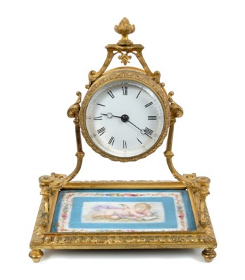 Lot 1259 - 19th century French desk clock with drum movement and lever escapement