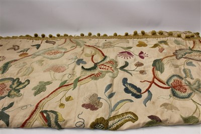 Lot 3061 - Two 17th century style crewel work floral embroidered wall hangings.