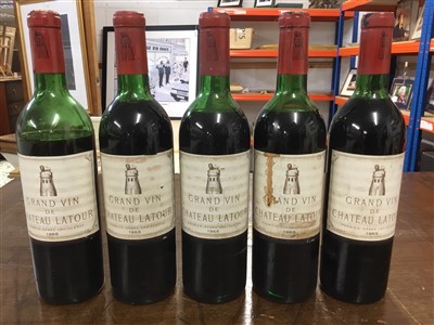 Lot 787 - Wine - five bottles, Château Latour Premier Grand Cru 1968, in owc