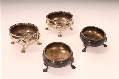 Lot 363 - Two pairs of George III silver salts, London 1763, 1770